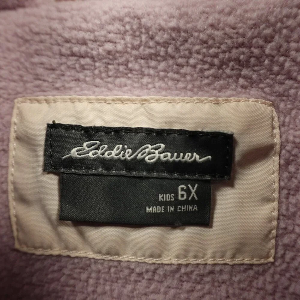 Eddie Bauer Jacket Girls 6X Pink Beige Fleece‎ Lined Hooded Outdoor